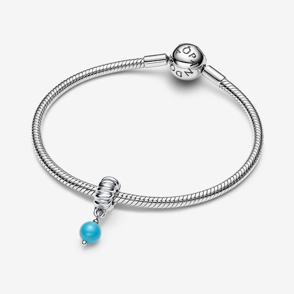 Women's Turquoise-Colored Dangle Charm Sterling Silver Ocean Adventures Bracelet - Picture 1 of 5